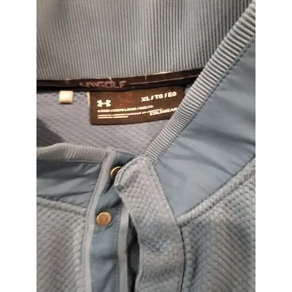 Under Armour 1/4 Button Sweatshirt Mens XL Blue Cold Gear Loose Golf Casual READ - Picture 4 of 6